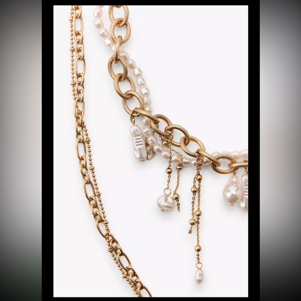 Zara pack of pearl chains multi strand necklaces - Picture 5 of 8